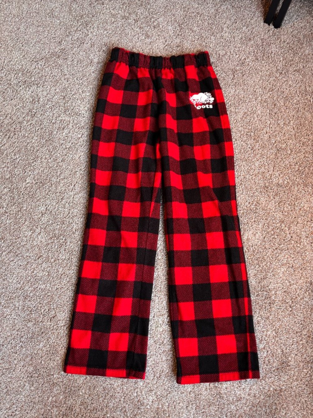 Roots Red/Black Buffalo Plaid Fleece Lounge Pajama Pants Youth Large - Picture 3 of 7